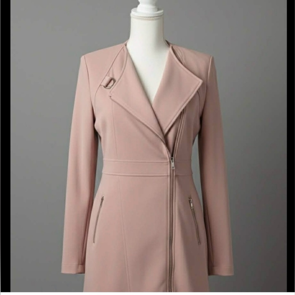 Privy Wonens Blush Pink Zip Front Coat/dress